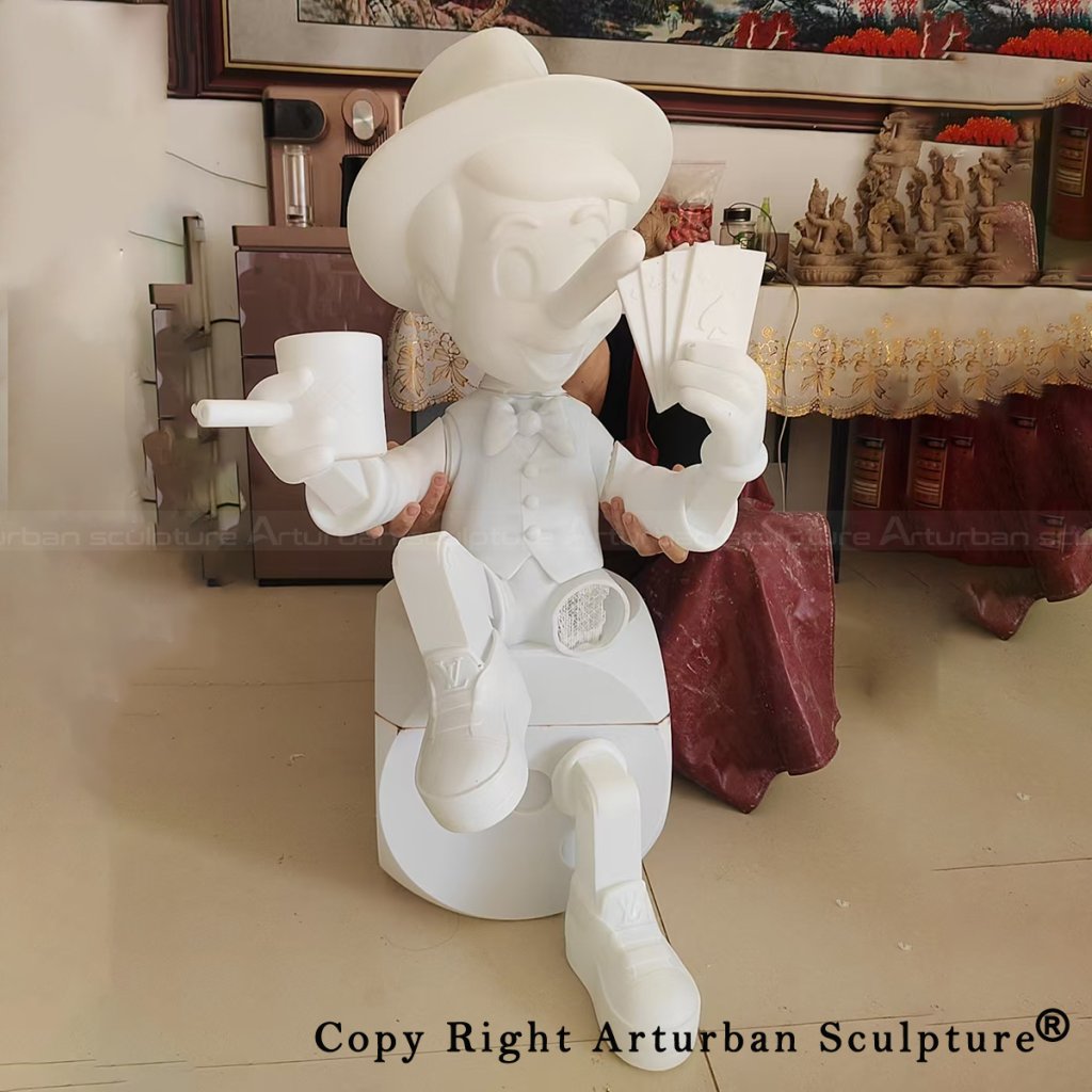 5 3D printed bronze Pinocchio statue model assembly