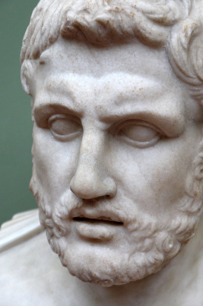 5 Close-up marble bust with carved beard details
