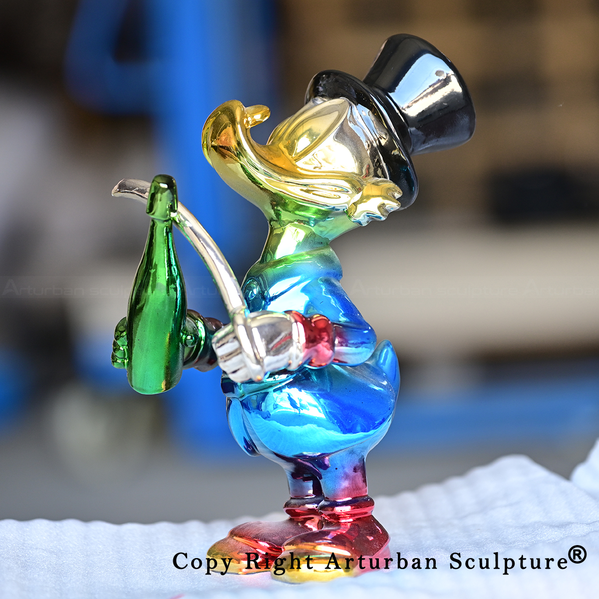 bronze victory Uncle Scrooge Sculpture blue edition