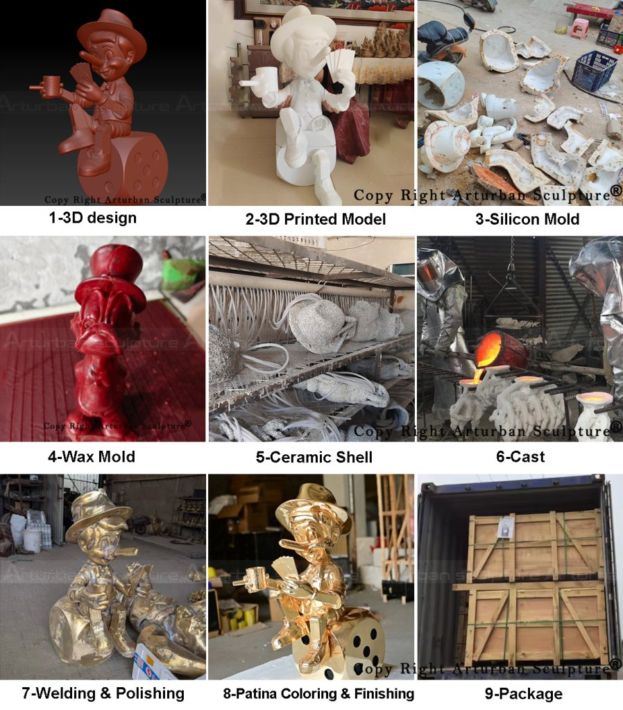 5-production process of bronze pinocchio statue