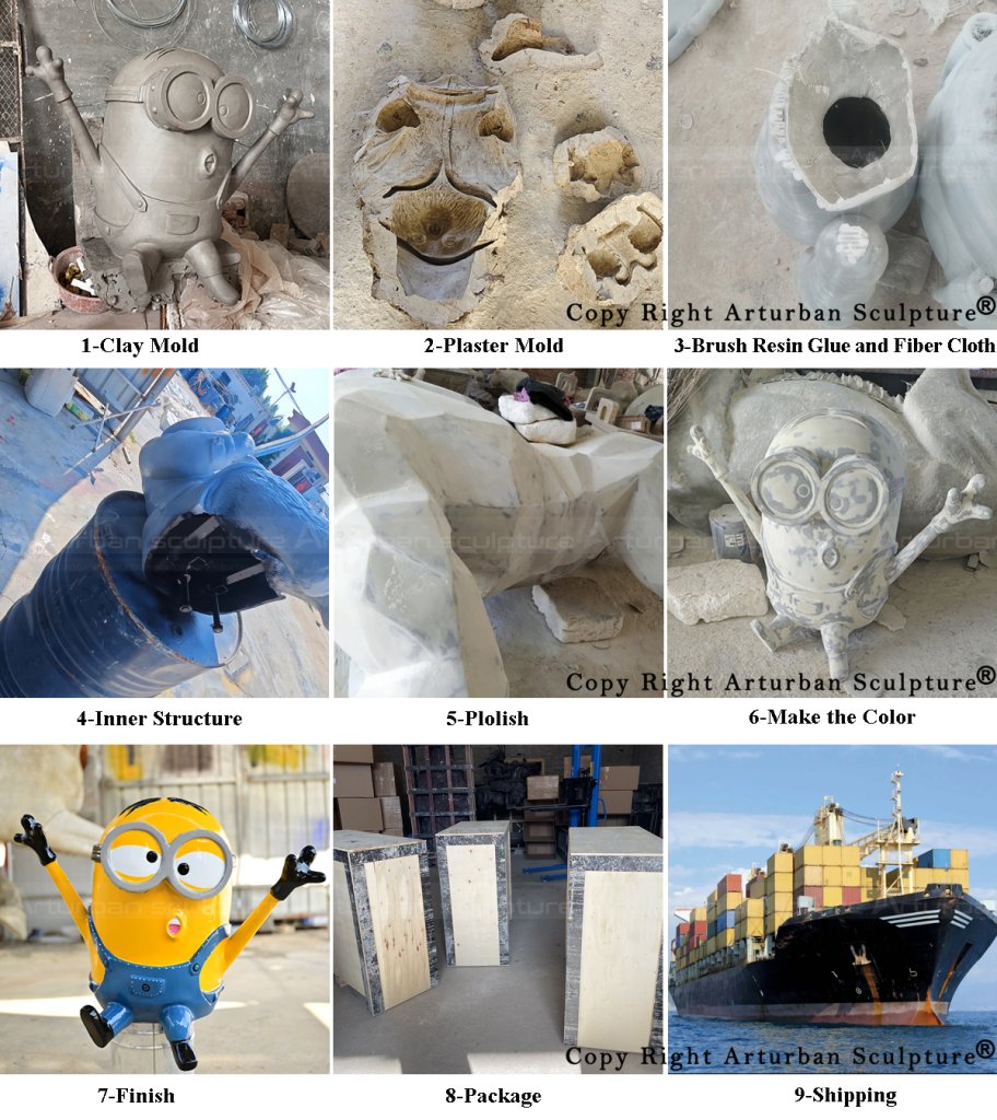 production process of fiberglass Minion Statue Life Size