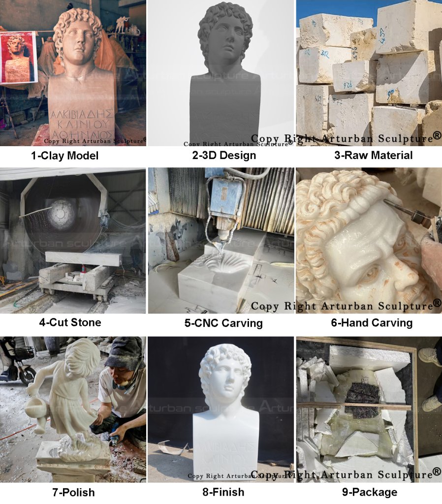 5 production process of marble Alcibiades statue