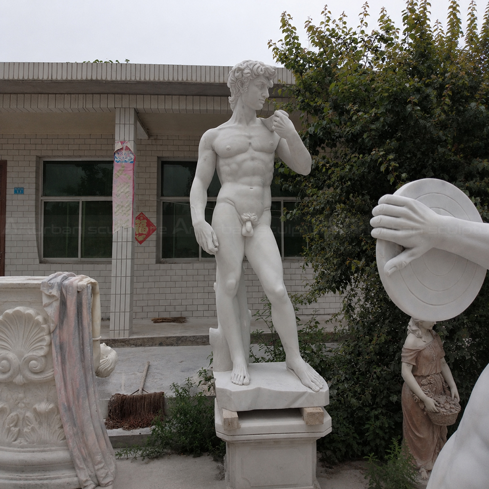 8.1 David statue replica in marble workshop
