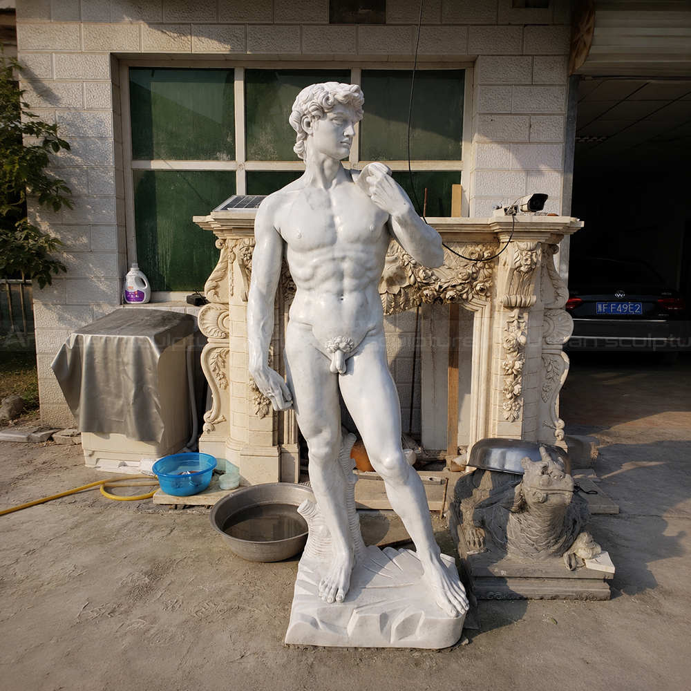 8.1 Large marble David statue displayed in workshop