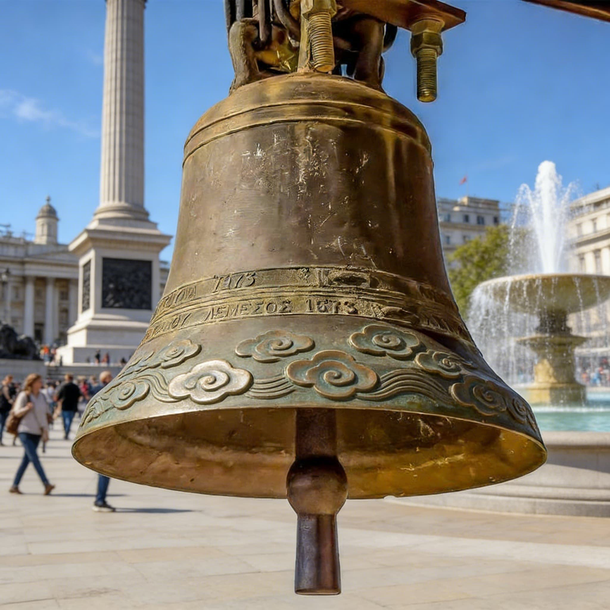 Antique bronze bells for sale with cloud motifs