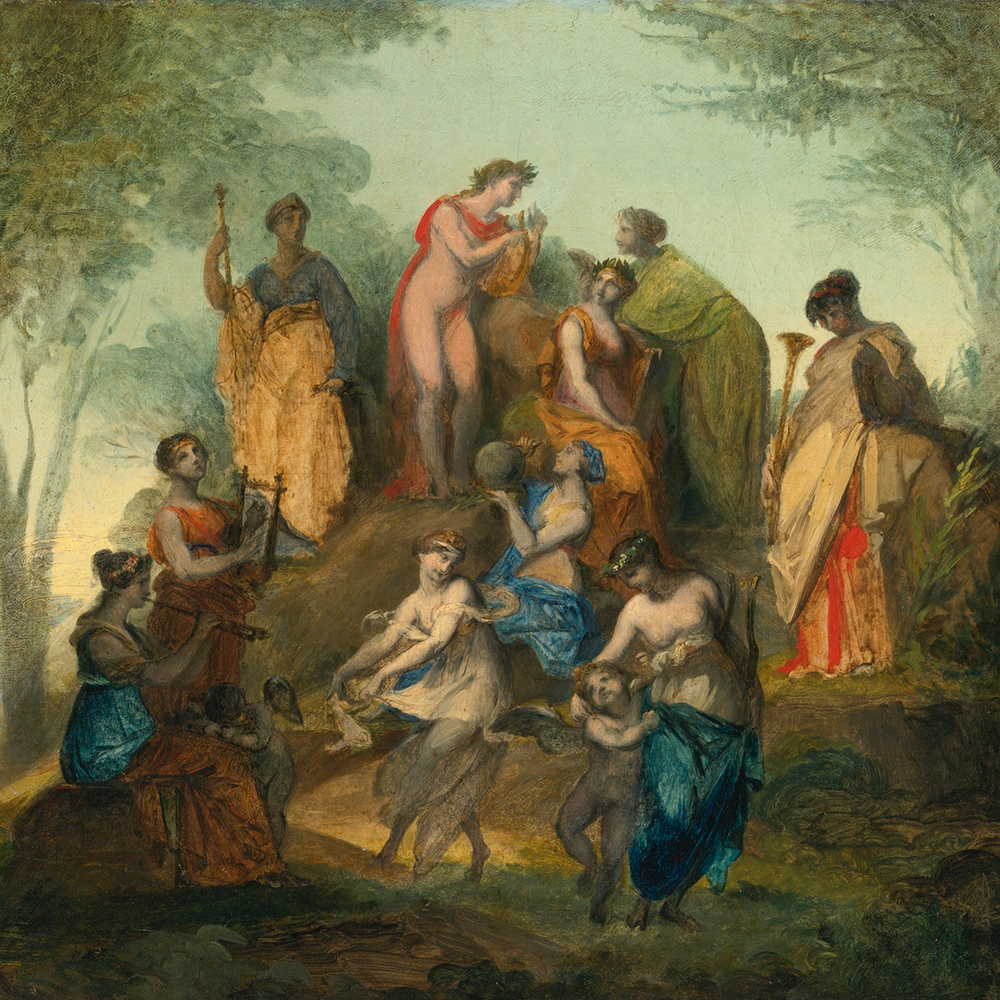 Apollo and Nine Muses on Mount Parnassus