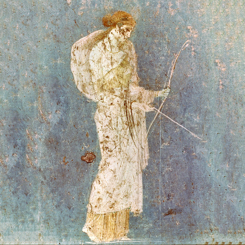 Artemis holding bow in Stabiae fresco