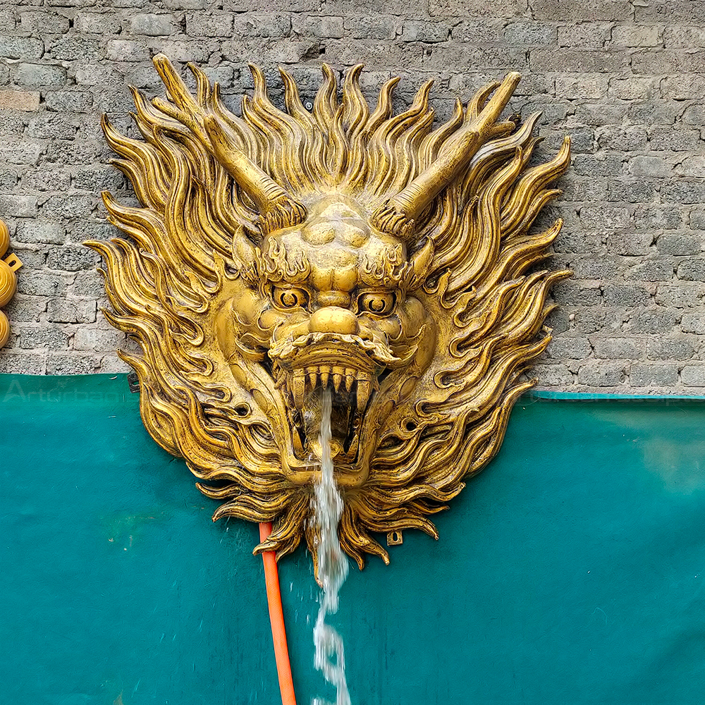 Bronze dragon head fountain wall sculpture