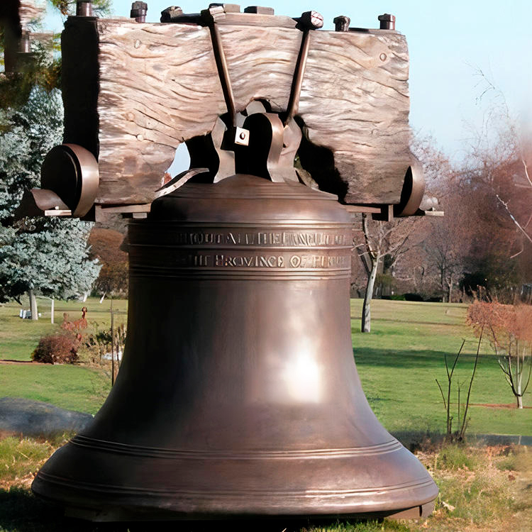 Bronze liberty bell church with metal yoke