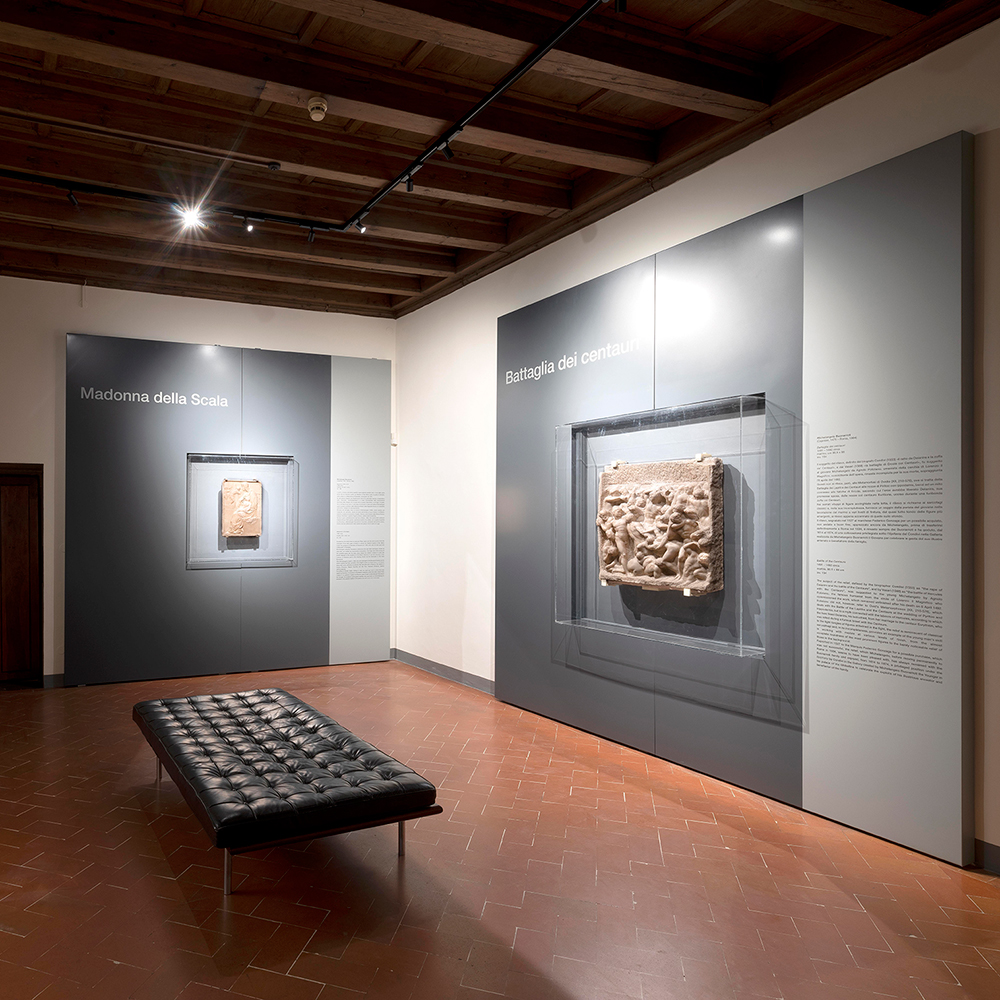 Centauromachia relief exhibited in museum gallery