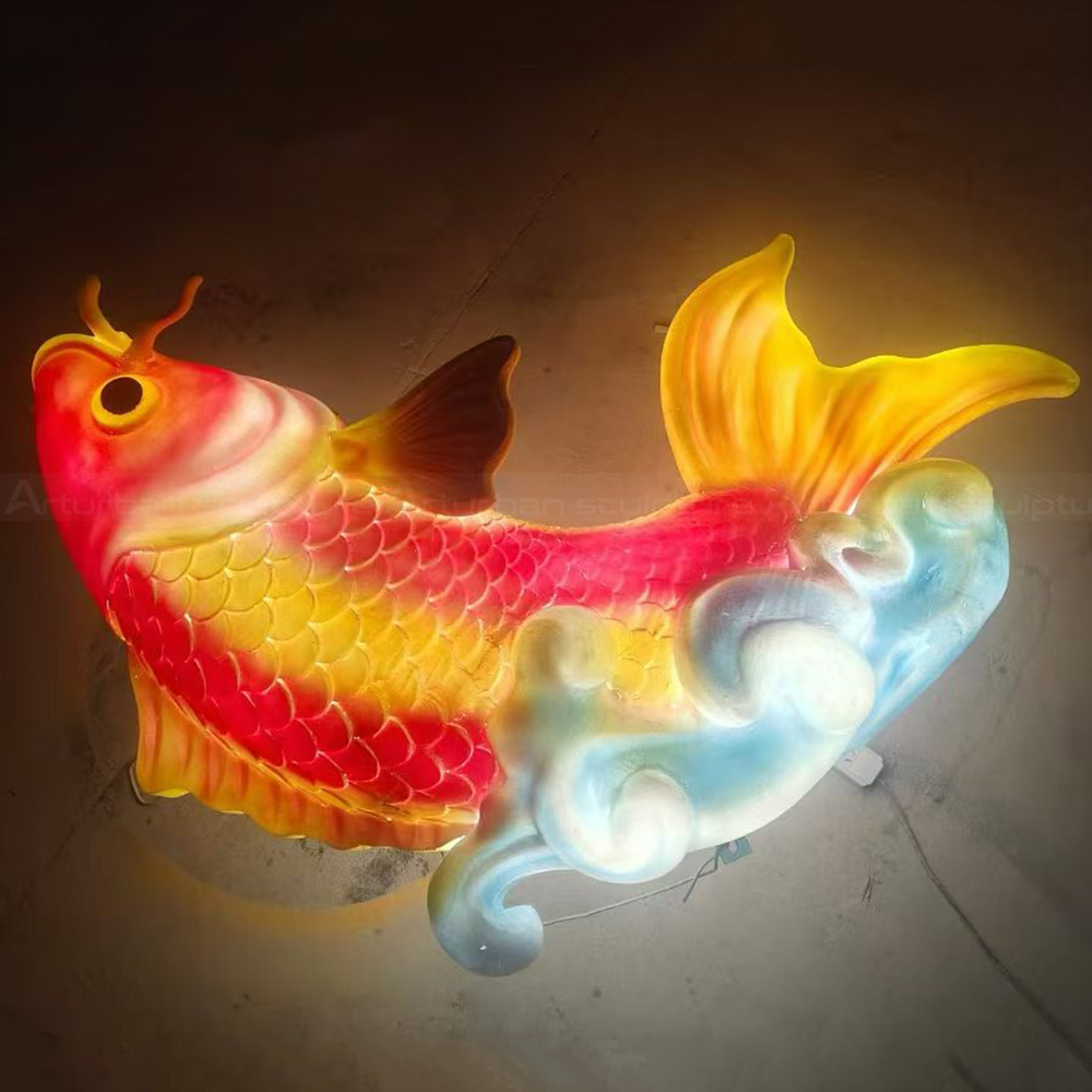 Colorful fiberglass Koi Fish Garden Statue display