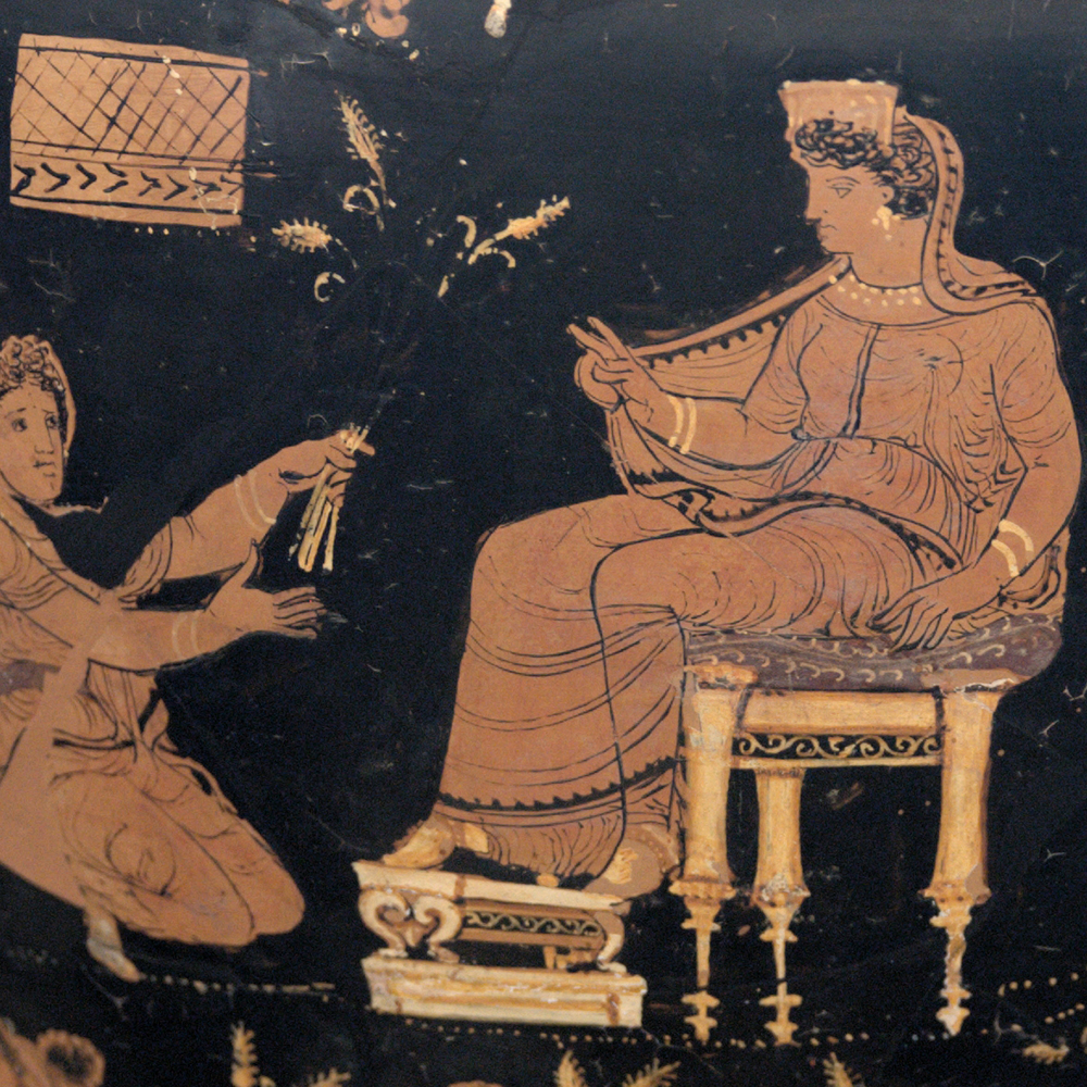 Demeter and Metaneira on red-figure hydria