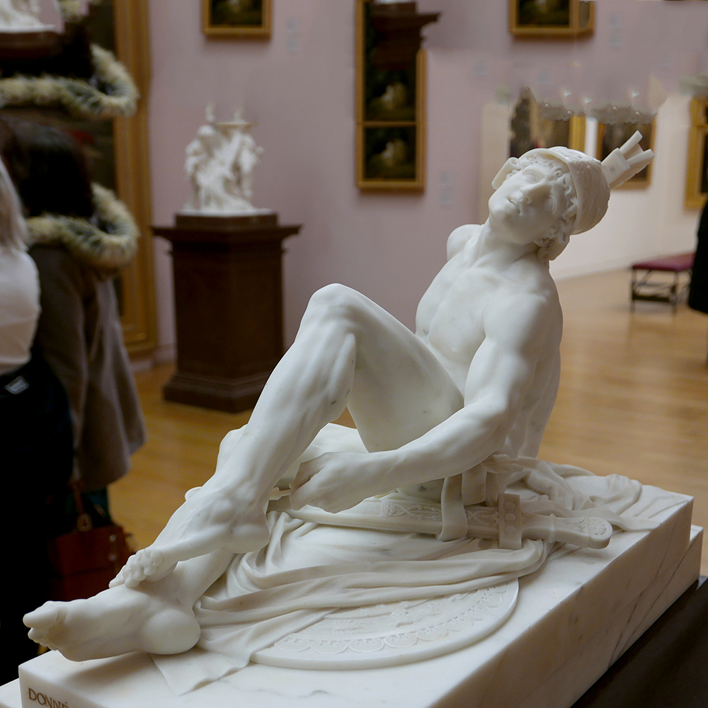 Dying Achilles marble sculpture by Giraud