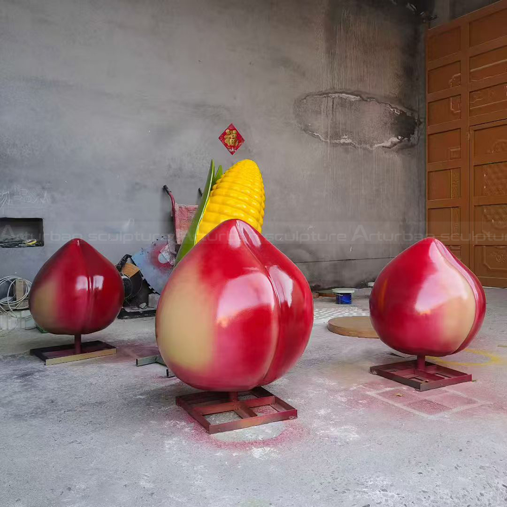 Fiberglass Giant Fruit Sculpture peach group workshop