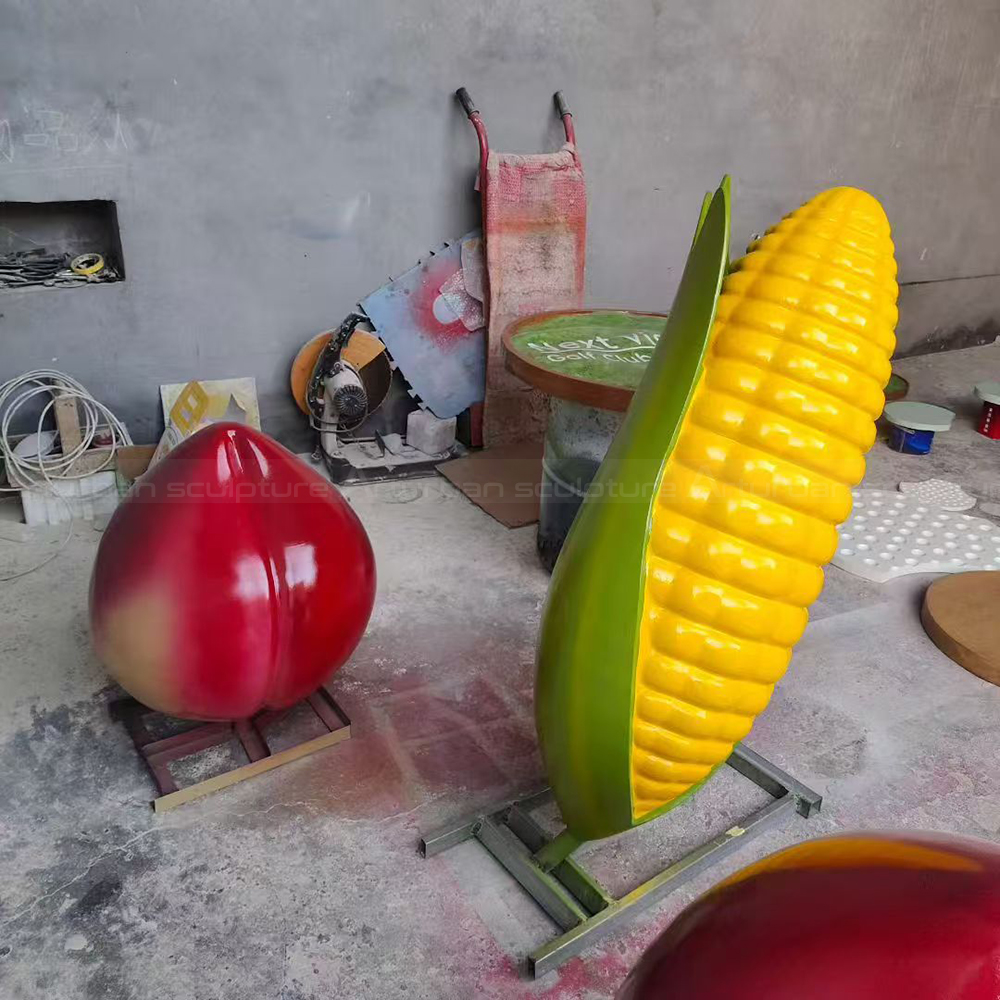 Fiberglass Giant Fruit Sculpture with corn display