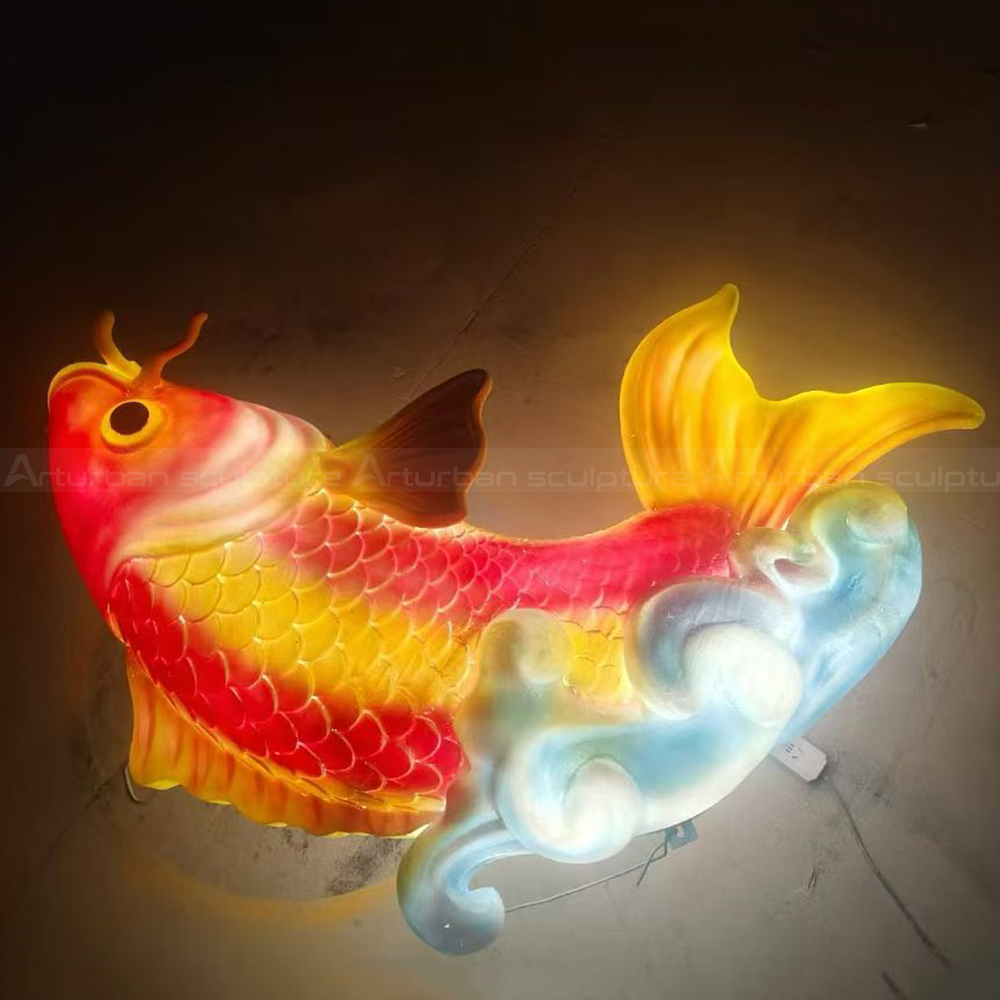 Fiberglass Koi Fish Garden Statue with waves