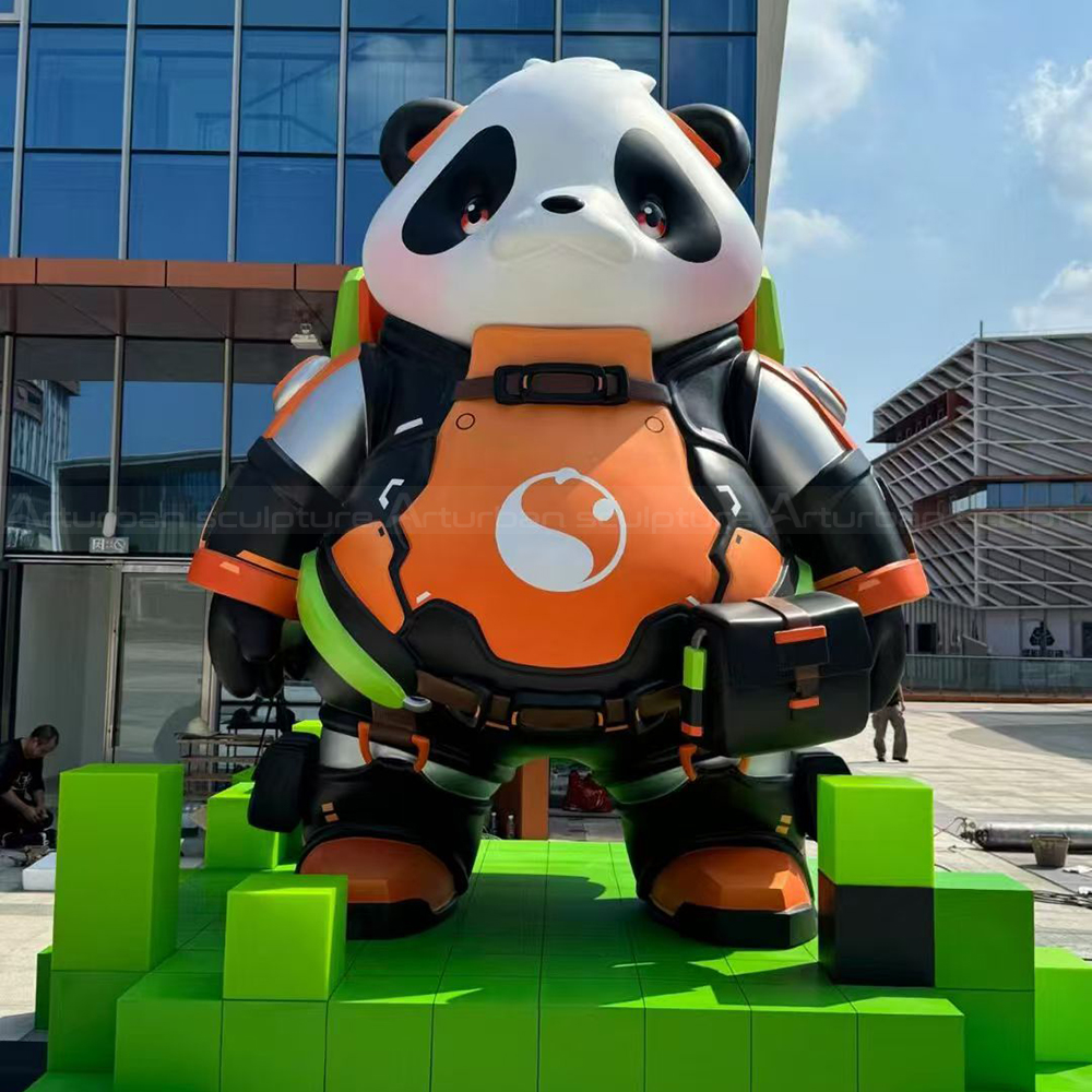 Fiberglass Large Panda Statue with orange armor