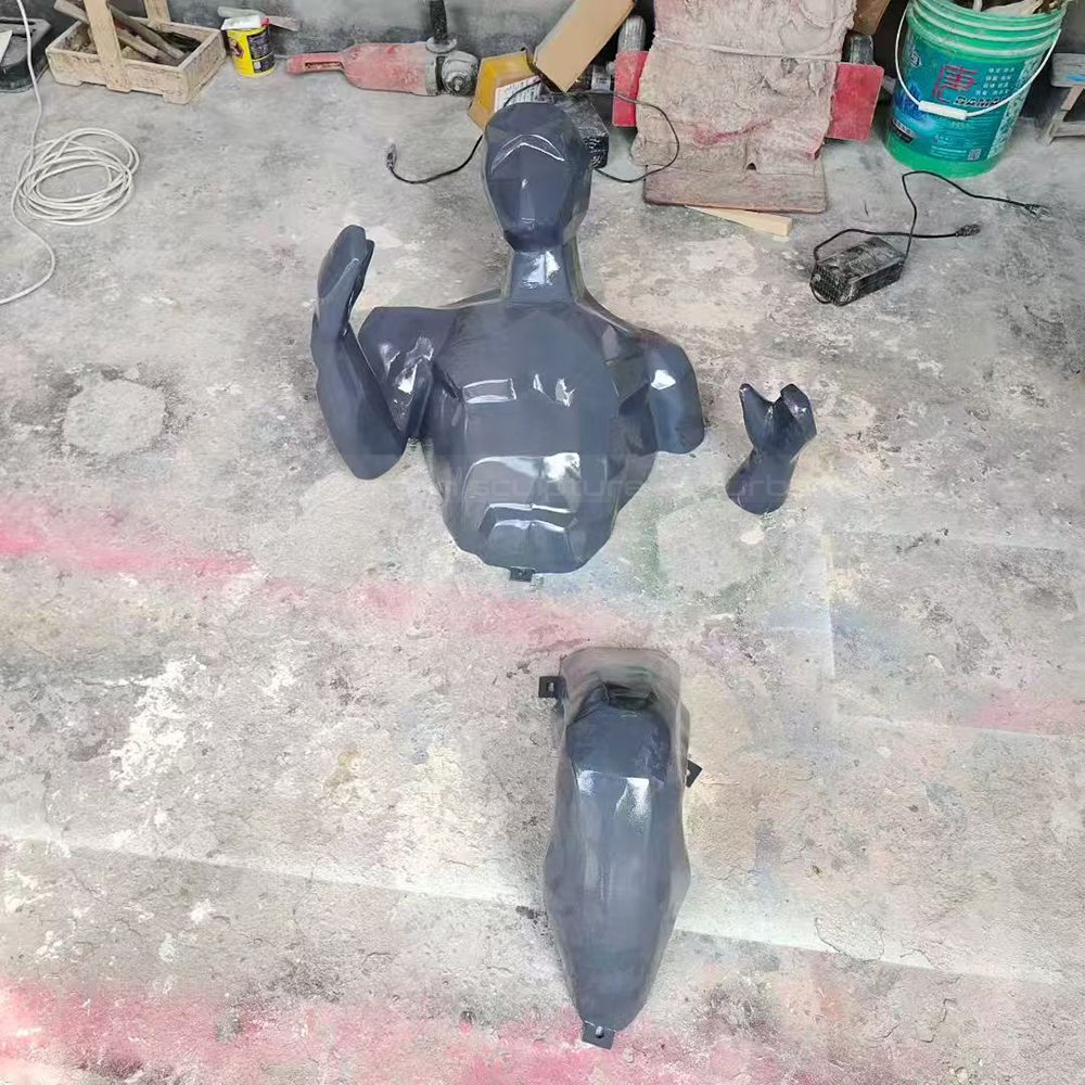 Gray fiberglass Wall Mounted Human Statue components