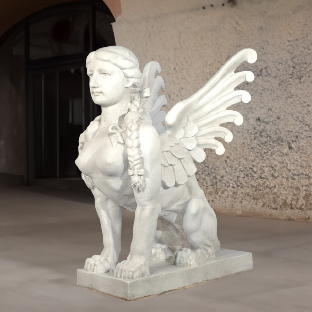 Greek Sphinx Garden Statue with marble wings
