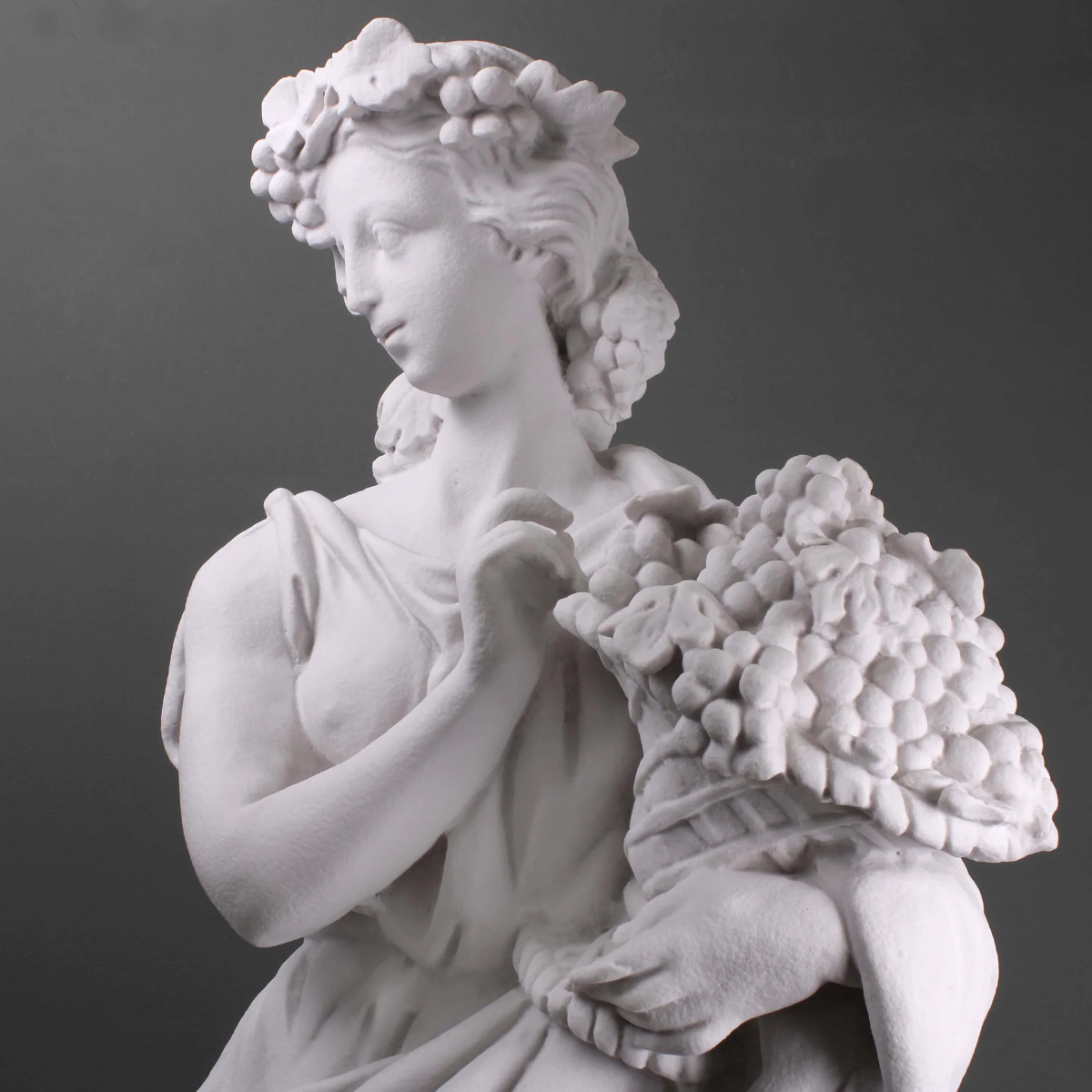 Harvest Goddess Sculpture grape details
