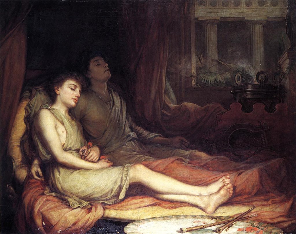 Hypnos and Thanatos in Waterhouse painting