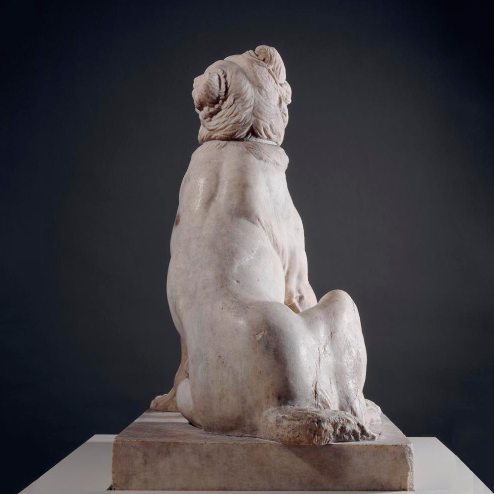 Jennings Dog marble sculpture rear view