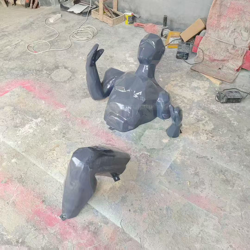 Low poly fiberglass Wall Mounted Human Statue