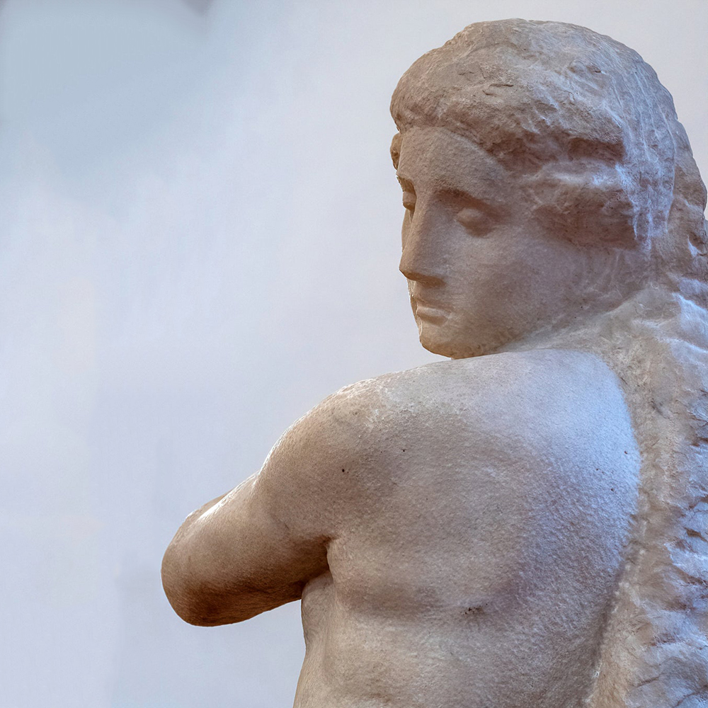 Marble Apollo sculpture side profile