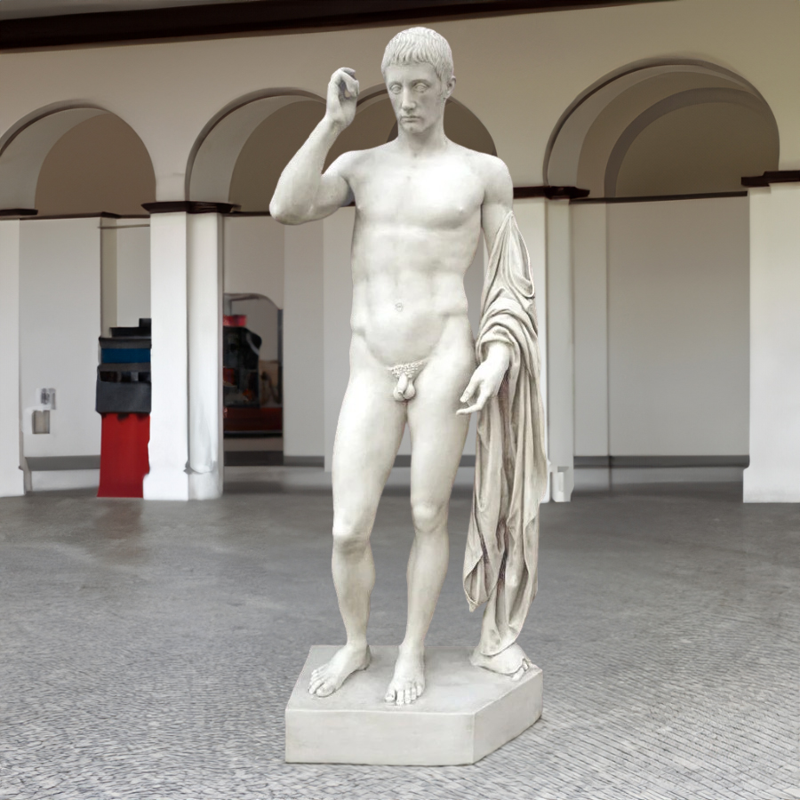 Marble Roman Patrician Sculpture with Raised Hand