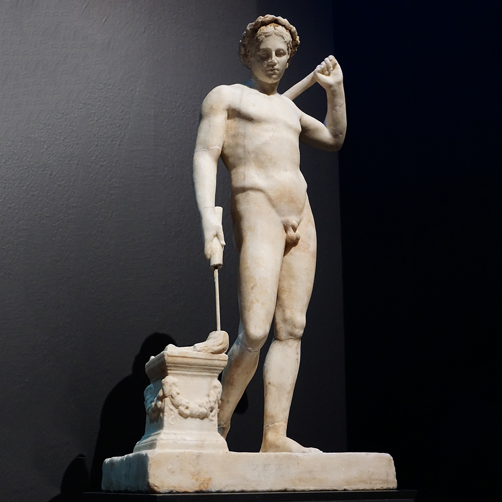 Marble youth possibly representing Thanatos