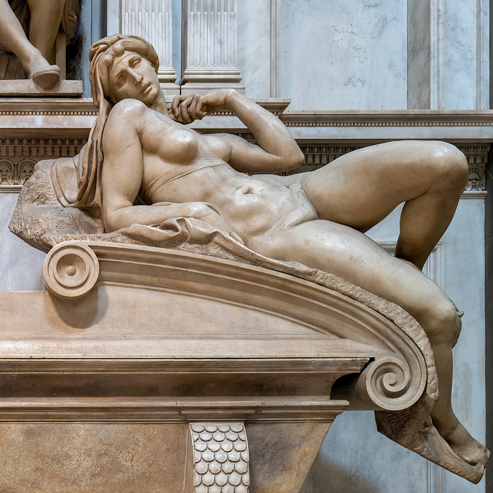 Michelangelo Statue in Florence Dawn figure view