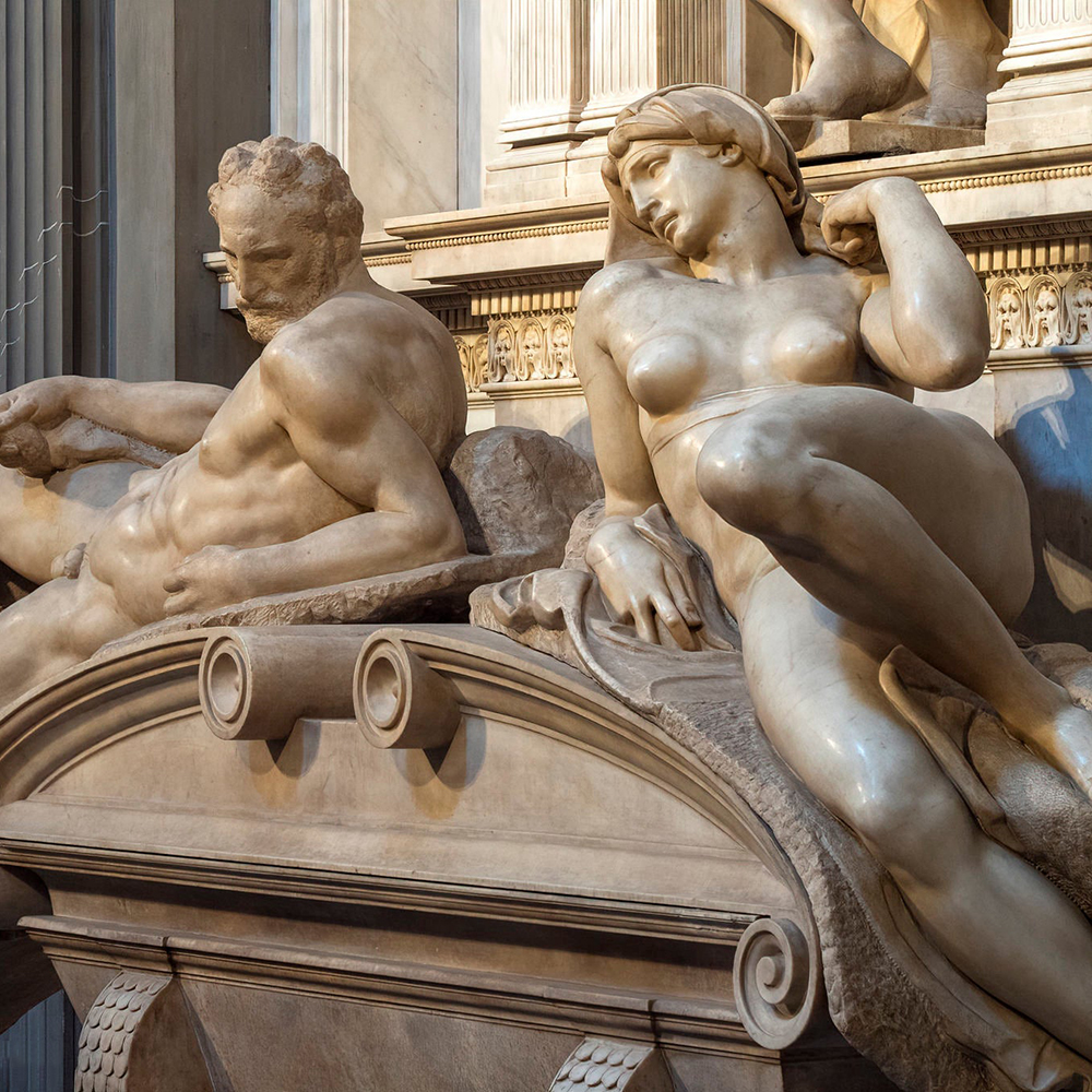 Michelangelo Statue in Florence dusk and dawn