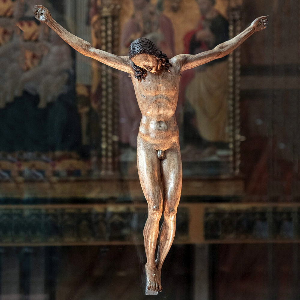 Michelangelo wooden crucifix front view