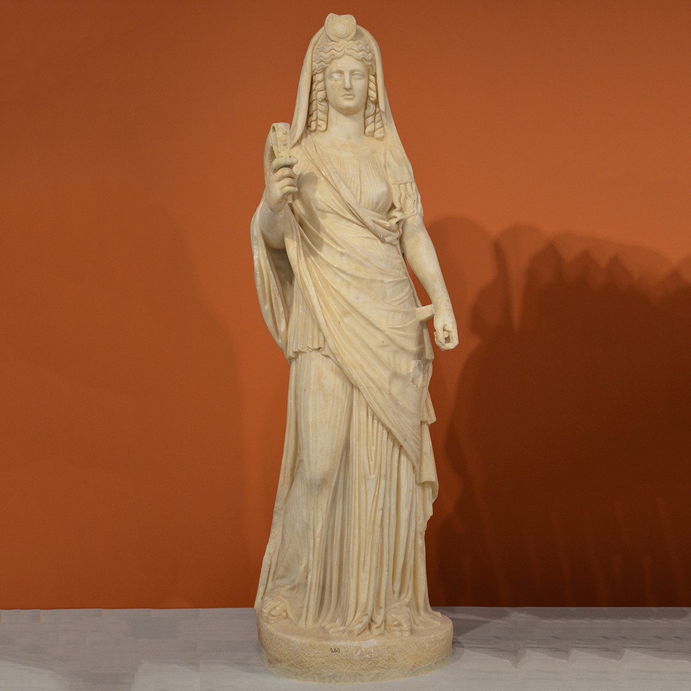 Persephone Isis marble statue with lunar headdress