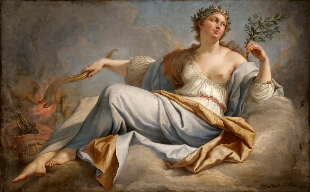 Personification of Peace holding olive branch