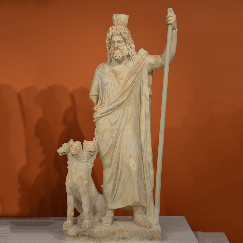 Pluto Serapis statue with Cerberus companion
