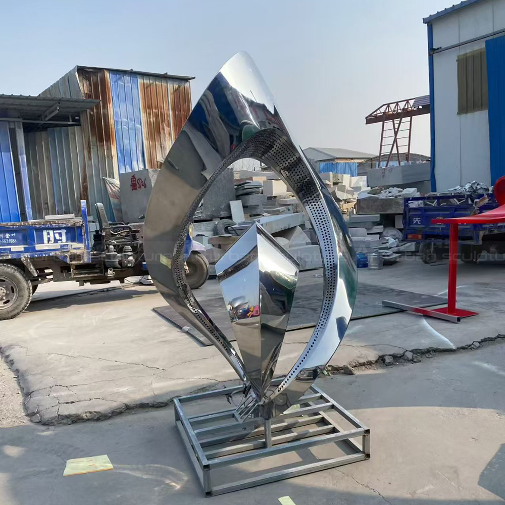 Polished stainless steel abstract sculpture for sale