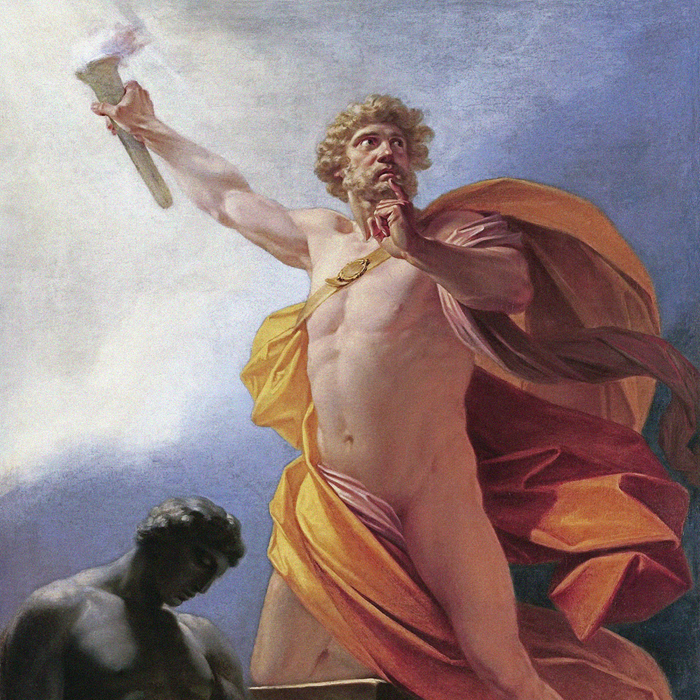 Prometheus bringing fire to mankind
