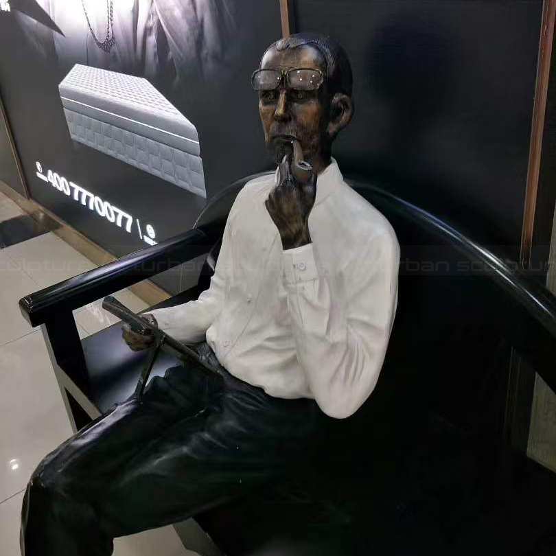 Reading Man Statue with fiberglass figure details