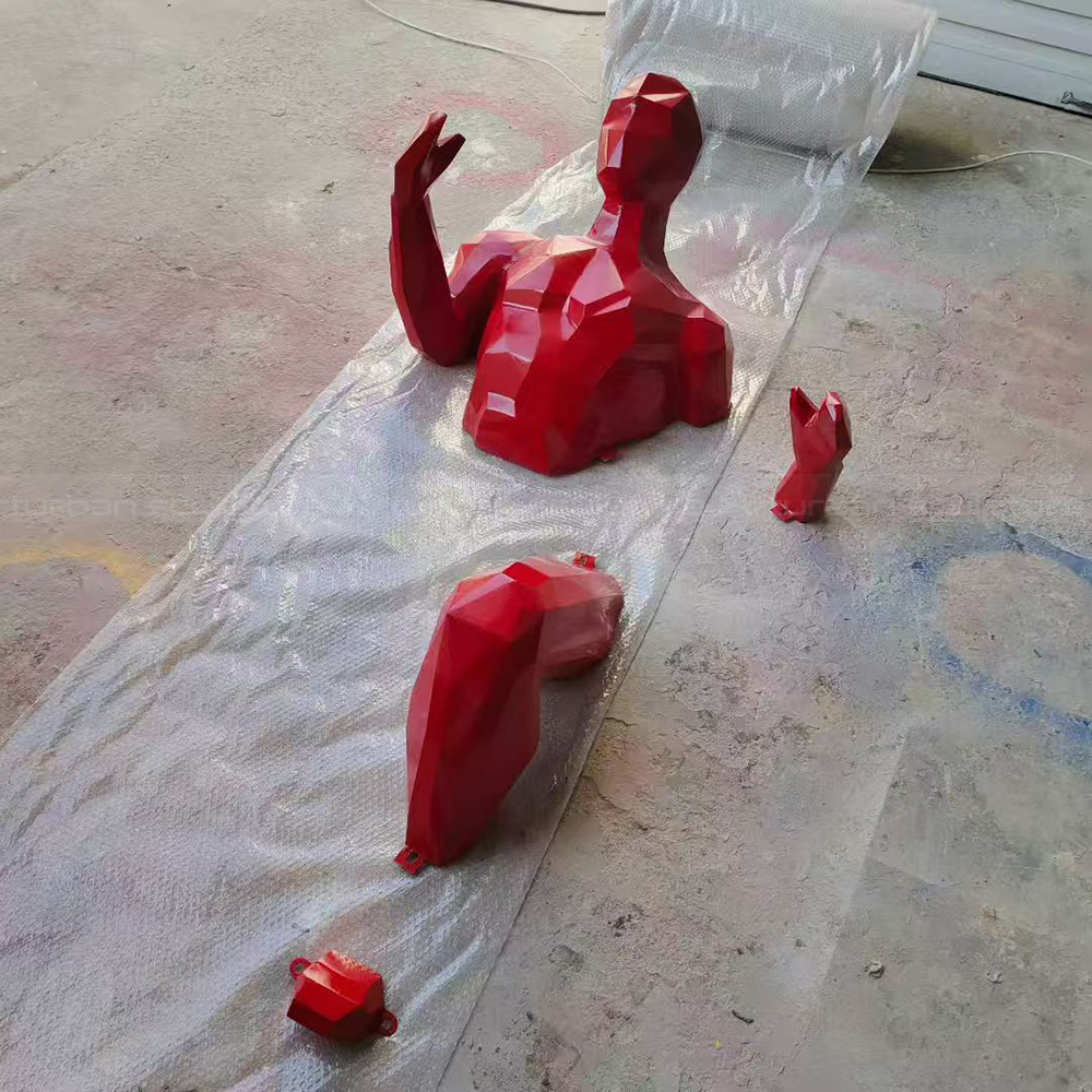 Red Human Wall Sculpture fiberglass installation pieces