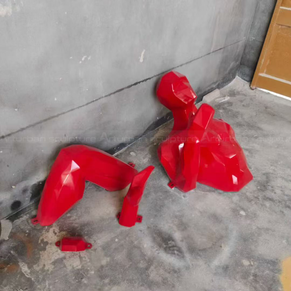 Red fiberglass Human Wall Sculpture modular components