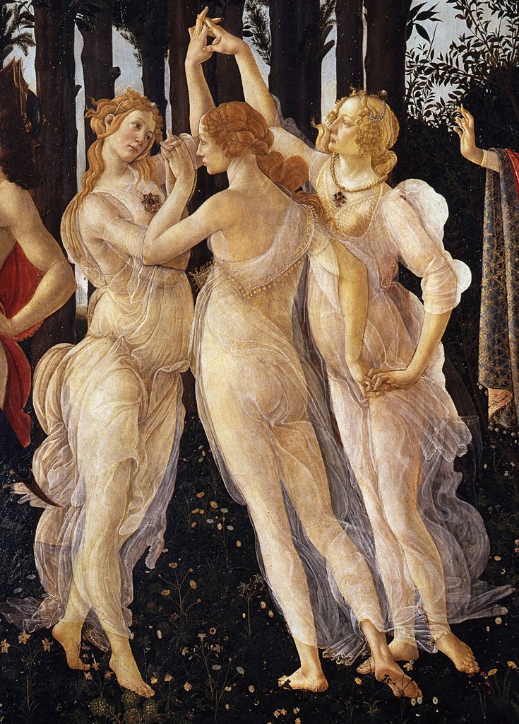 Three Graces dancing in Botticelli Primavera