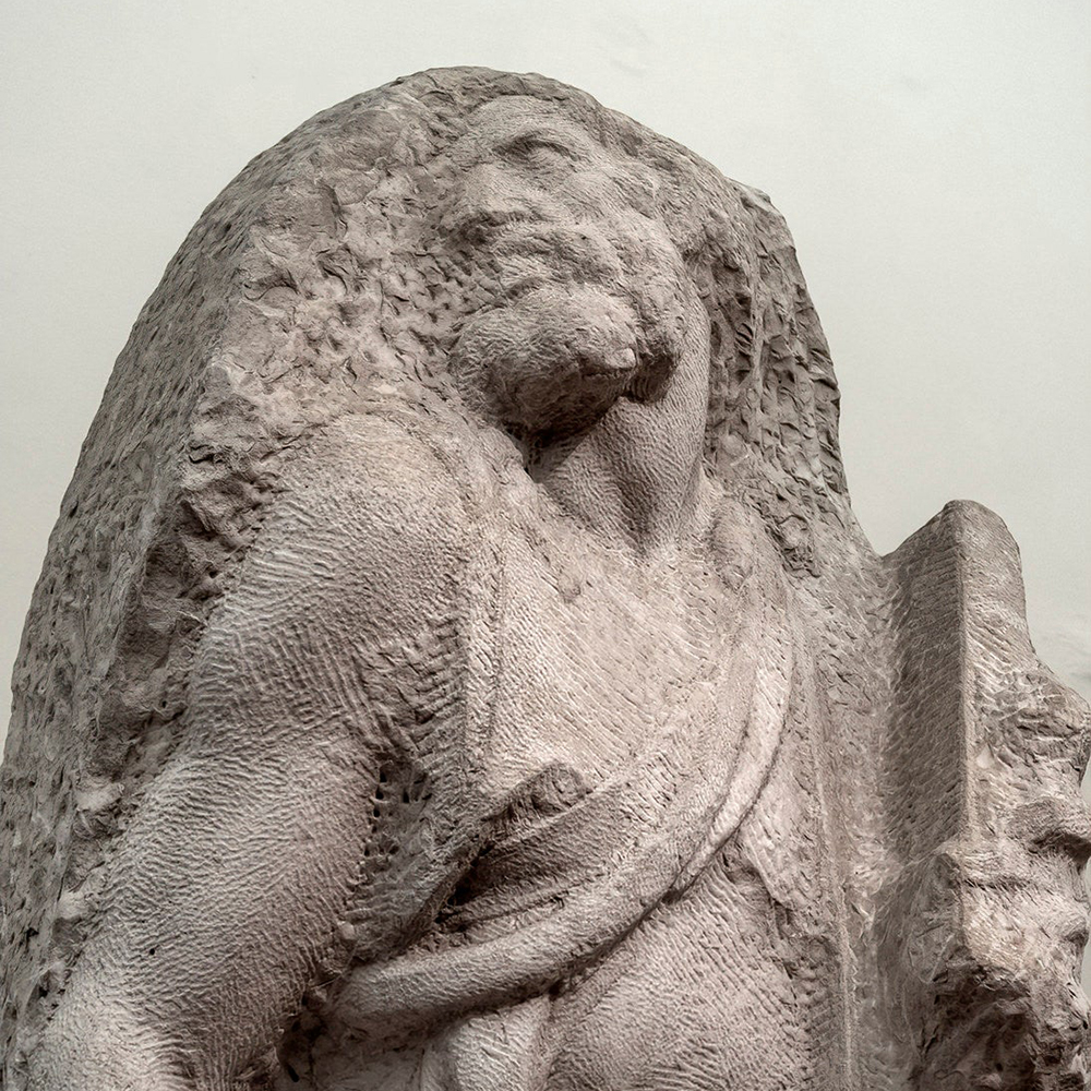 Unfinished Saint Matthew marble statue view
