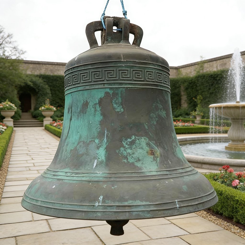 Vintage church bell with green bronze patina