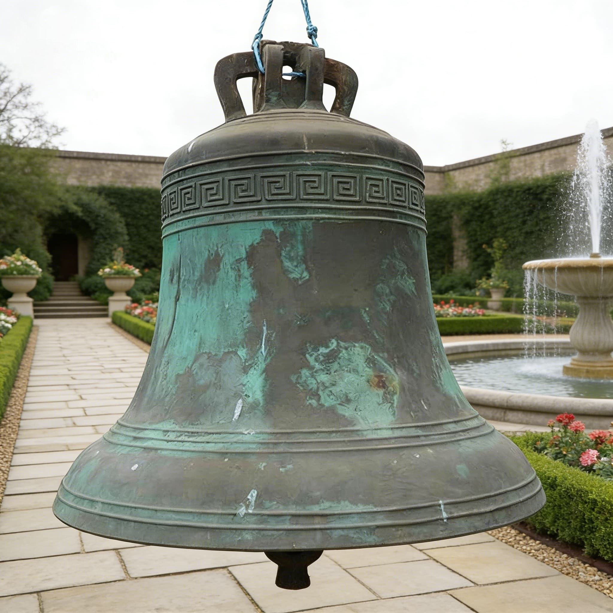 Vintage church bell with green bronze patina