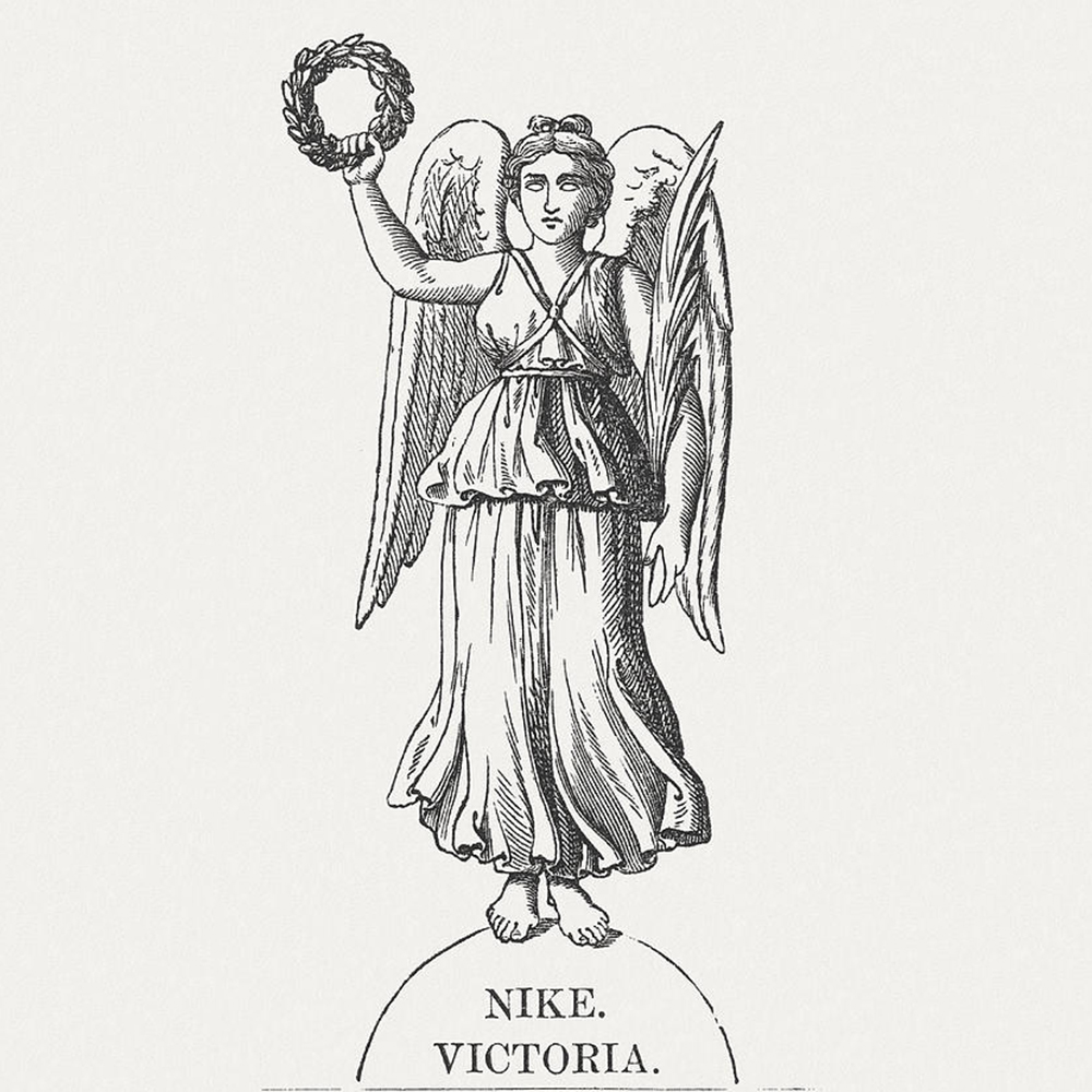 Winged Nike holding victory wreath