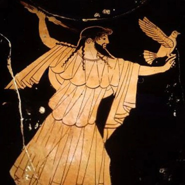 Zeus with eagle and lightning on Greek vase