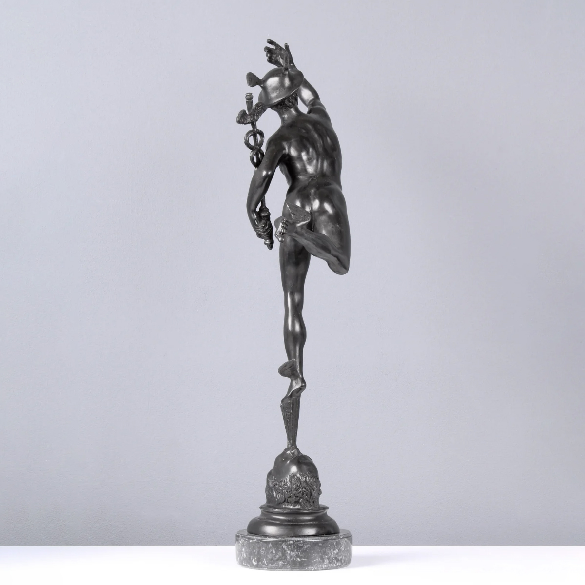 bronze Flying Mercury Statue back view