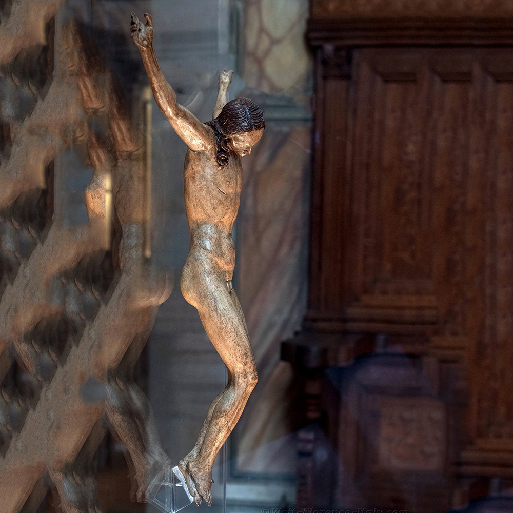 church display of Renaissance crucifix