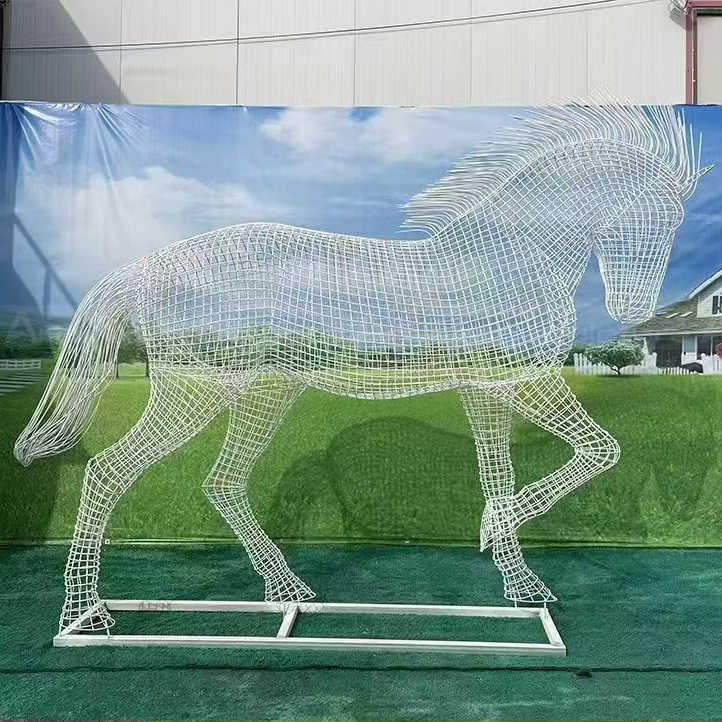 large stainless steel Wire Horse Sculpture for Sale